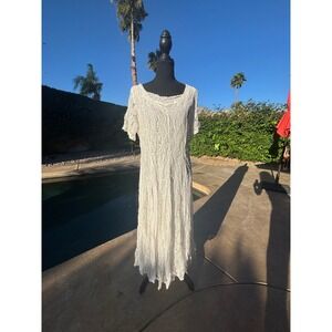 Step In Style White Lace Maxi Dress Vintage Boho Wedding Cottagecore Cotton